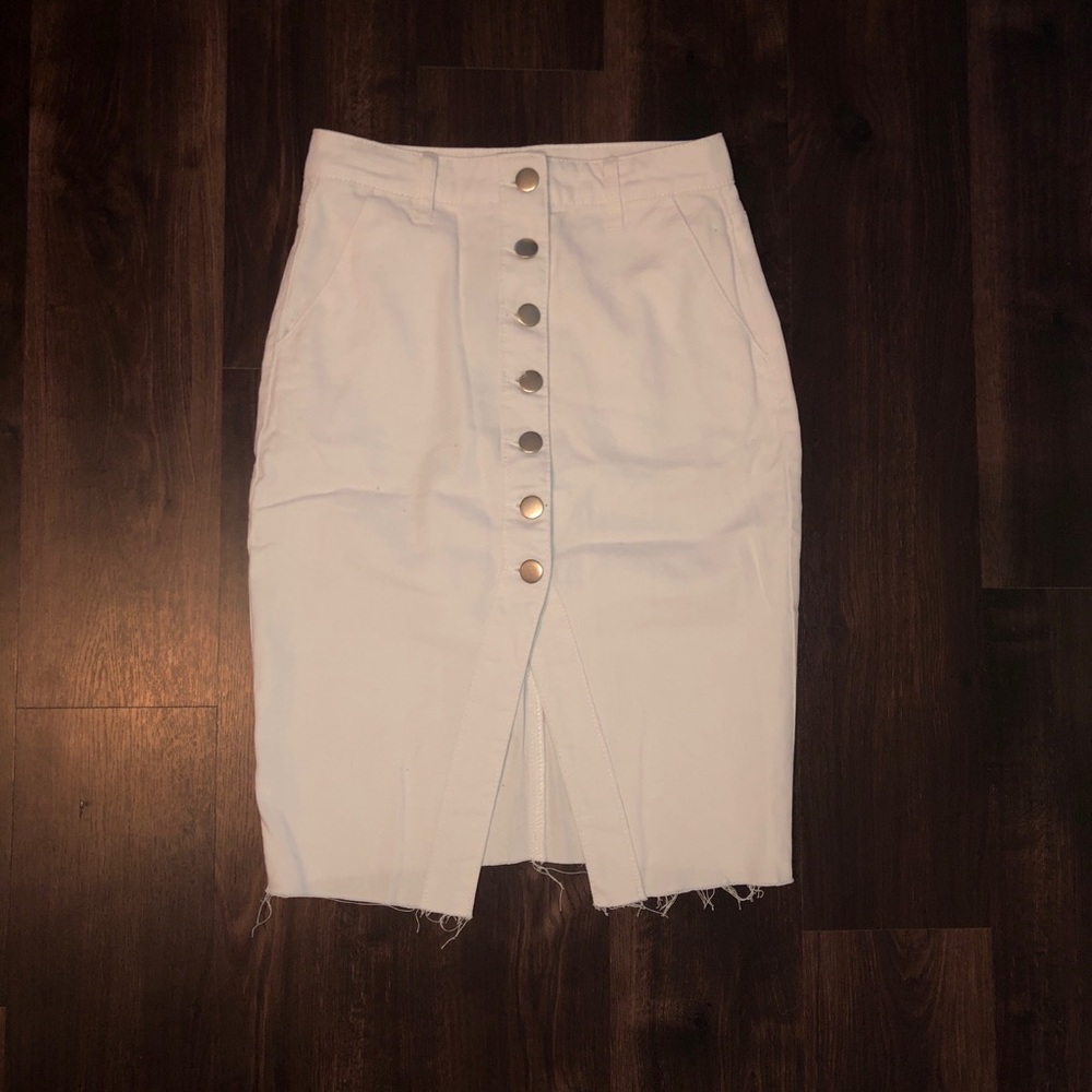 NWOT High waisted White denim pencil skirt